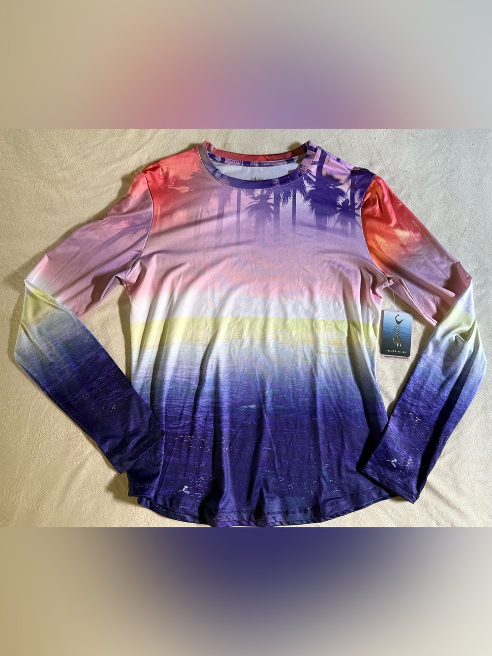 Women’s SPF Sunset Ombre Long-Sleeve Top - Purple Pink Medium